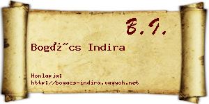 Bogács Indira névjegykártya